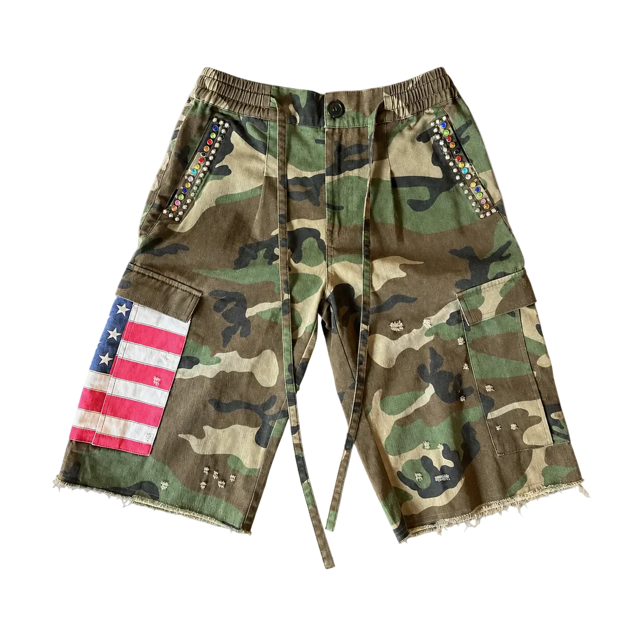 Brainwashed Americana Pleated Rhinestone Shorts