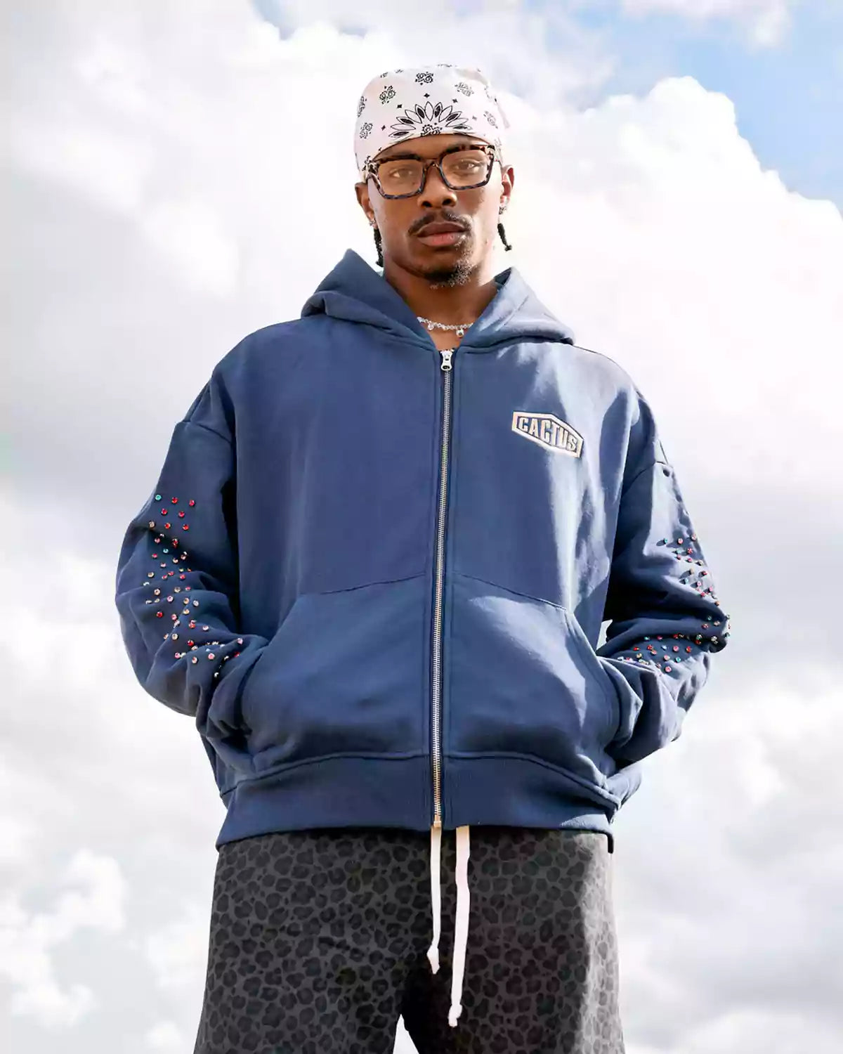 Cactus Valley Crystal Cactus Zip-Up Hoodie