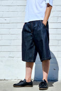 Neo Blue Baggy Pleated Jort